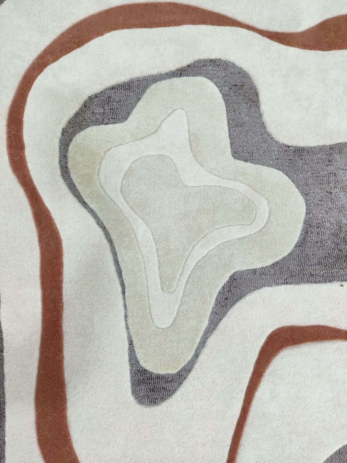 Hand Tufted Modern Irregular Multicolor Layered Carpet - Image 2