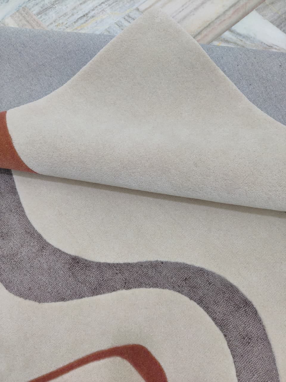 Hand Tufted Modern Irregular Multicolor Layered Carpet - Image 3